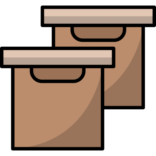 Zwei braune Pappschachteln mit teilweise geöffneten Deckeln überlagern sich in einem einfachen, flachen Cartoon-Stil - perfekt, um ein Umzugsunternehmen Leipzig und seine einfachen Verpackungslösungen zu illustrieren. - Umzug TB Jaguar Leipzig